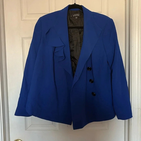 Kasper Blue Ruffled Blazer - Picture 2 of 6